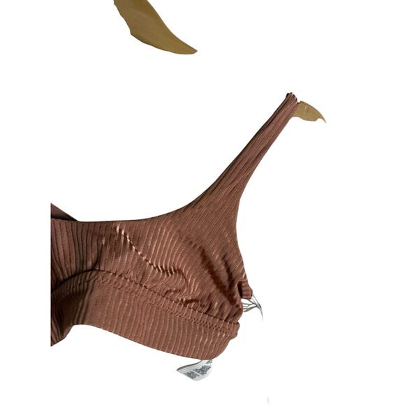 Vitamin A Sienna Ribbed Tank Bikini Top in Pink Sands Shimmer Size Small - Picture 5 of 8